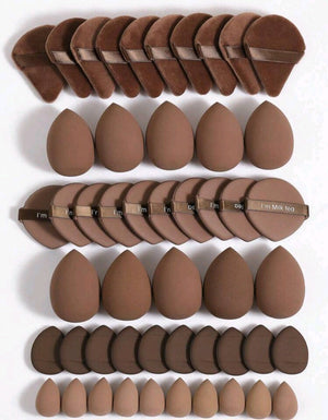 50-Piece Brown Makeup Sponge Blender Set