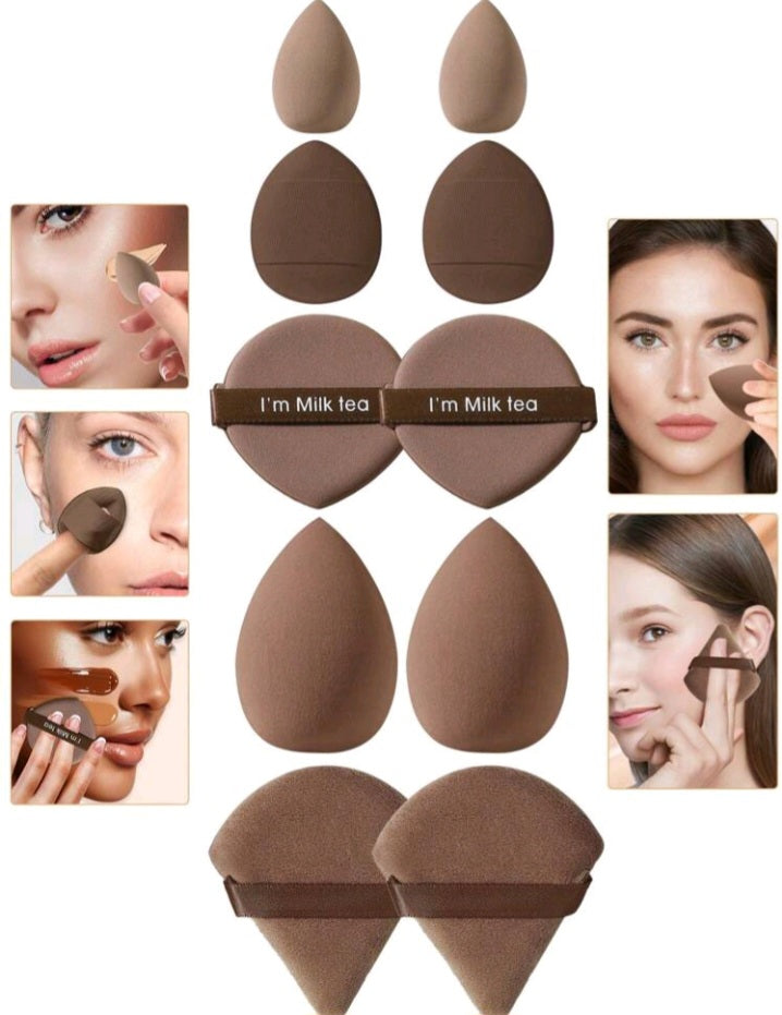 50-Piece Brown Makeup Sponge Blender Set